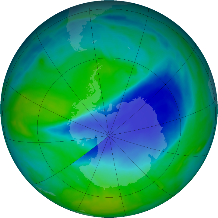 Antarctic ozone map for 01 December 2008